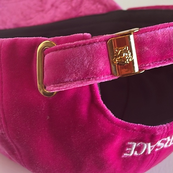 NWT VERY VERSACE VELVET PINK 59 SLIP-ON ADJUSTABLE BASEBALL CAP MADE IN ITALY - Picture 8 of 15